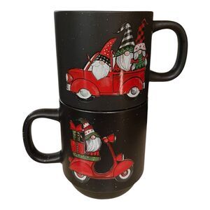 Set of 2 Peppermint & Pine Holiday Collectible Whimsical Xmas Gnome Mug 16 oz